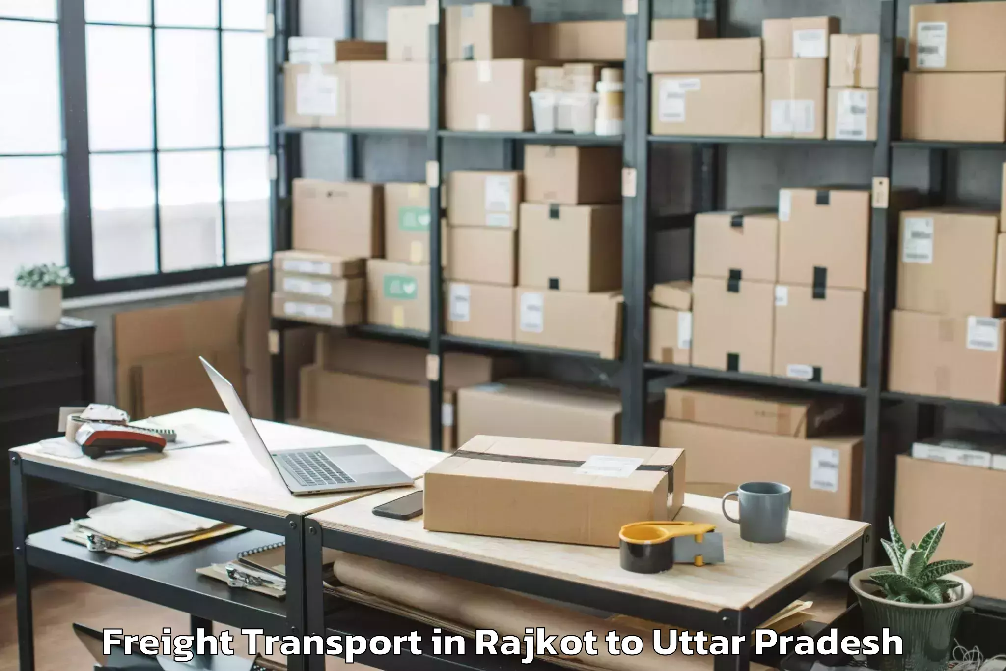 Top Rajkot to Kampil Freight Transport Available